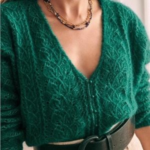 Sézane Lison cardigan emerald green M/L